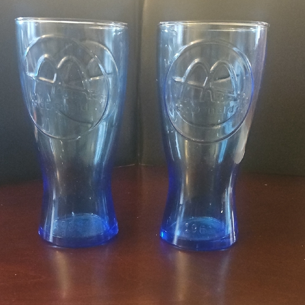 Vintage McDonald's Vibrant Blue Glass Set of 2